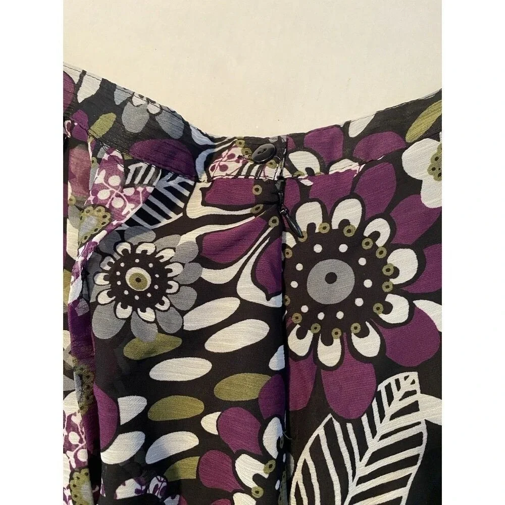 Bay Studio Career Petite Floral Print Skirt - Purple,‎ Black, & White